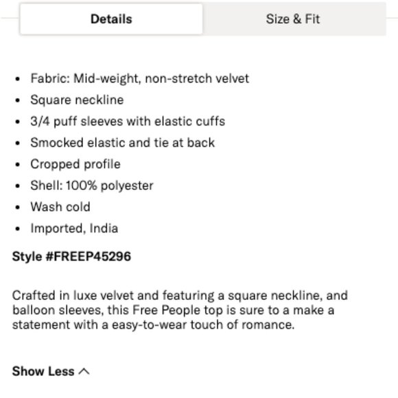 FP Marie Velvet Open Back tie Top M NWT - Picture 10 of 10